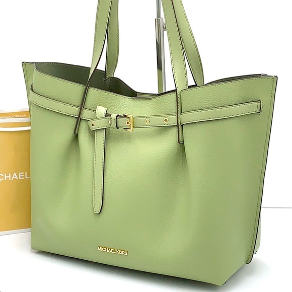 MICHAEL KORS EMILIA LARGE EAST WEST TOTE LIGHT SAGE COLOR - Picture 1 of 16
